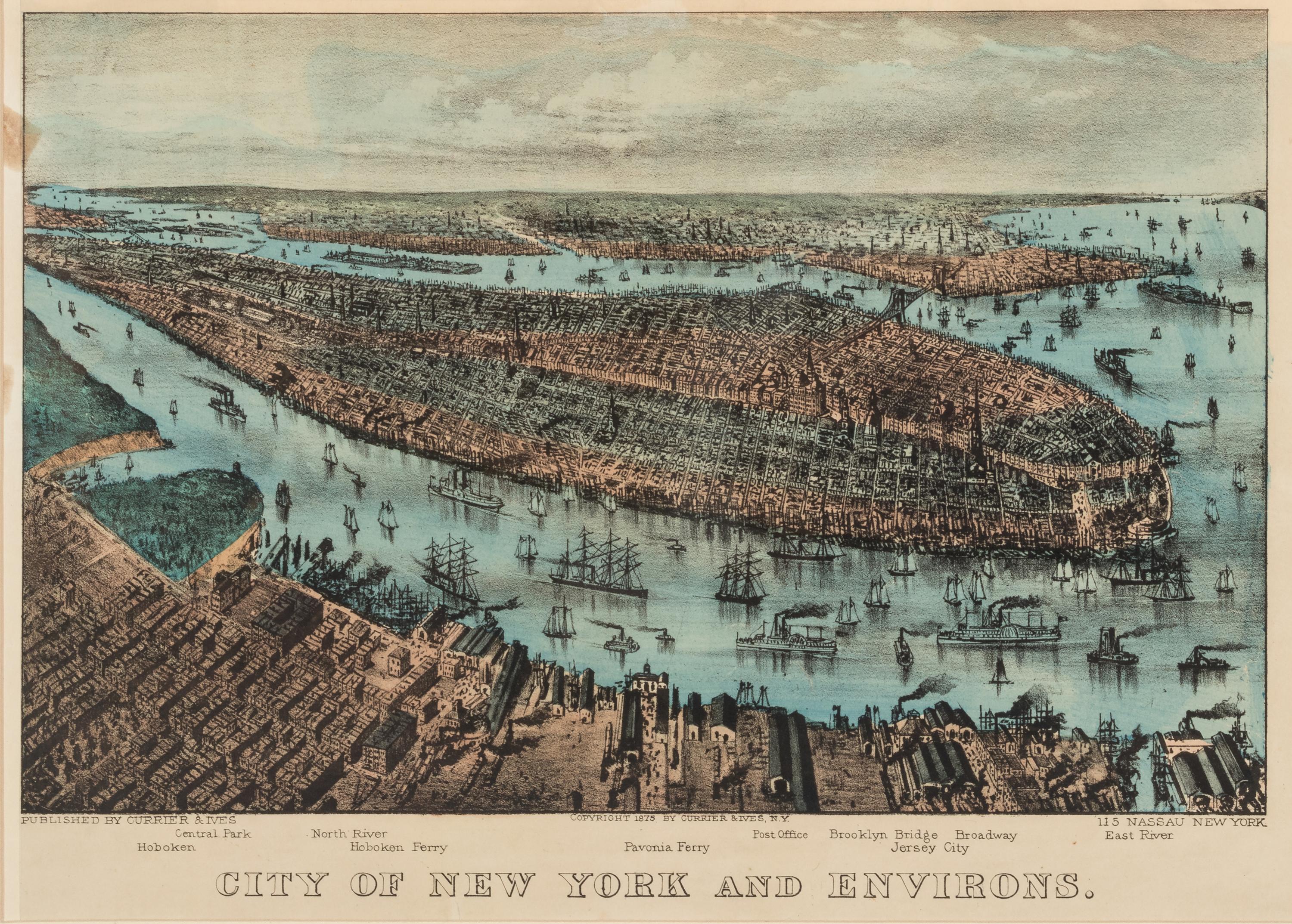 [NEW YORK SCENES] -- CURRIER and IVES, publishers City of New York and Environs, 1875. (G.1226). -- The Narrows, New York Bay. From Staten Island, n.d. (G.4760).