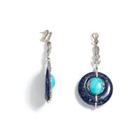 TURQUOISE, LAPIS LAZULI AND DIAMOND EARRINGS