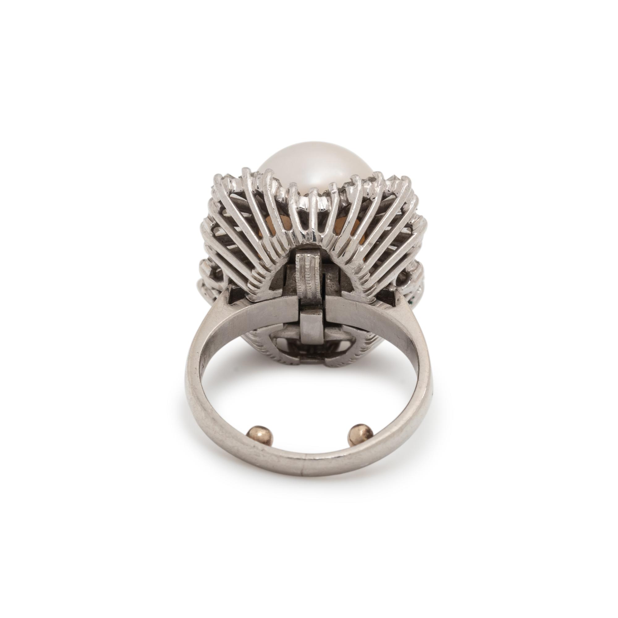CULTURED SOUTH SEA PEARL AND DIAMOND CONVERTIBLE RING/PENDANT