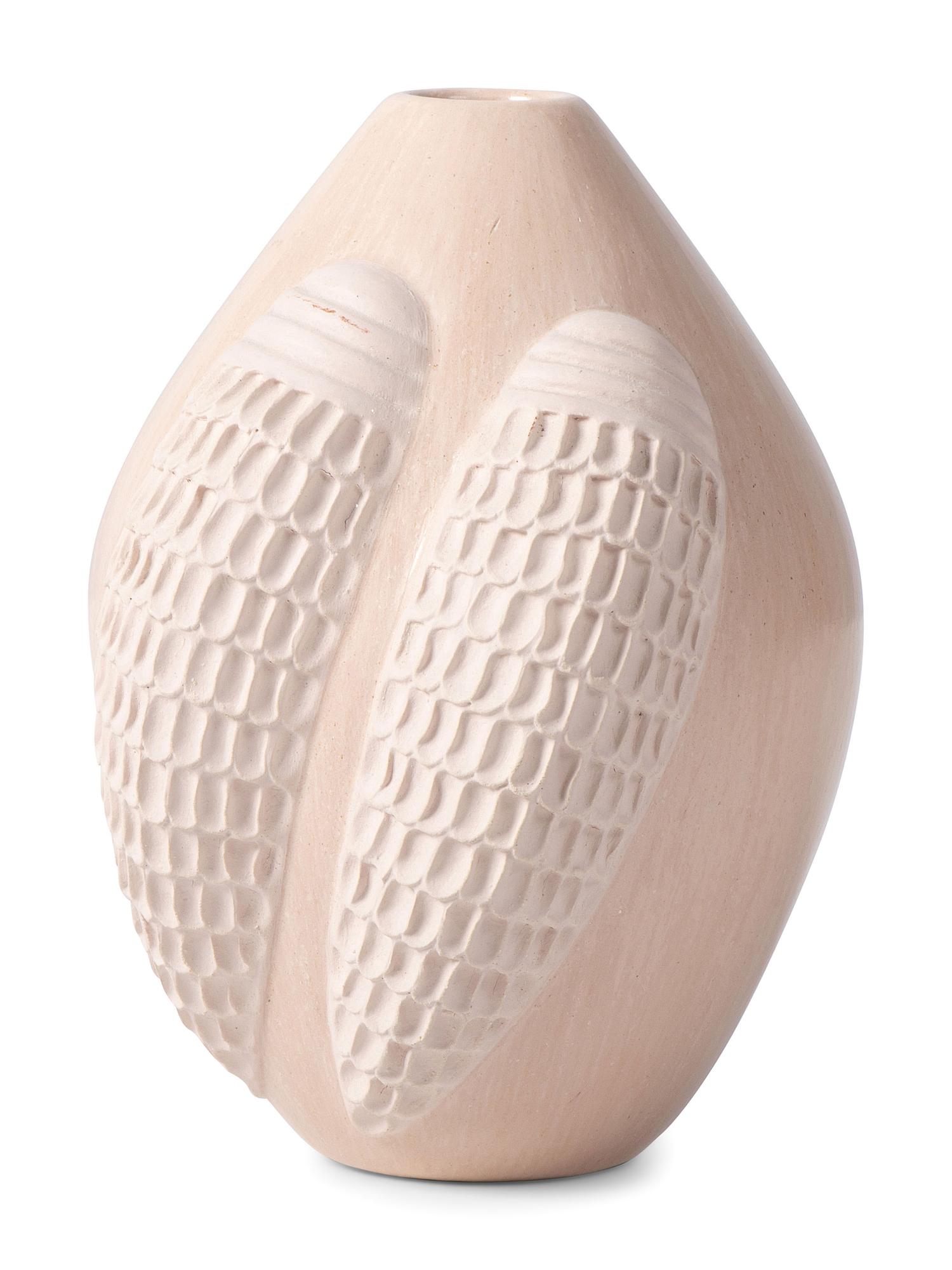 Buff Pottery Jar, with Repoussé Ears of Corn