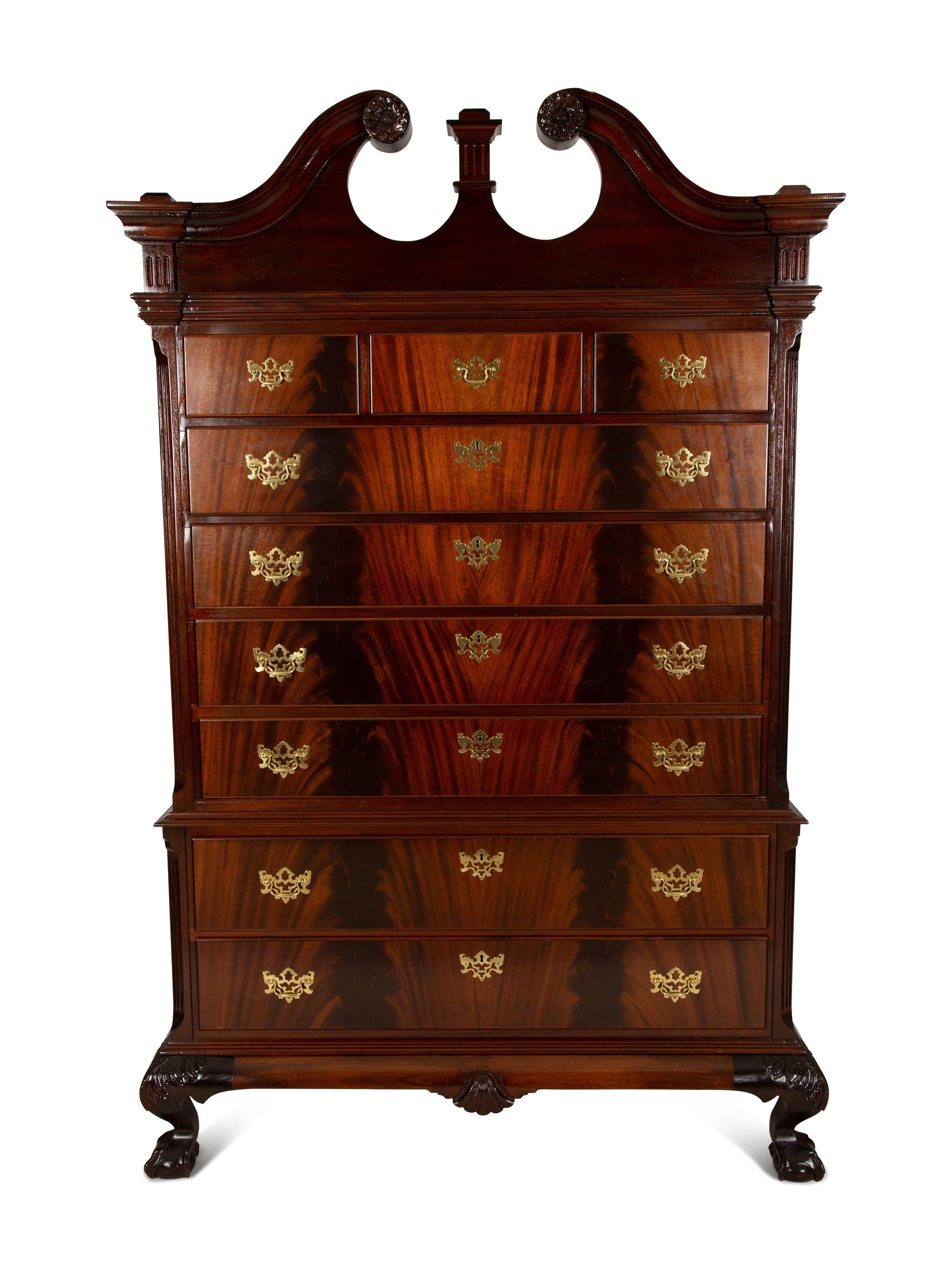 A Pair of George II Style Mahogany Chest on Chests