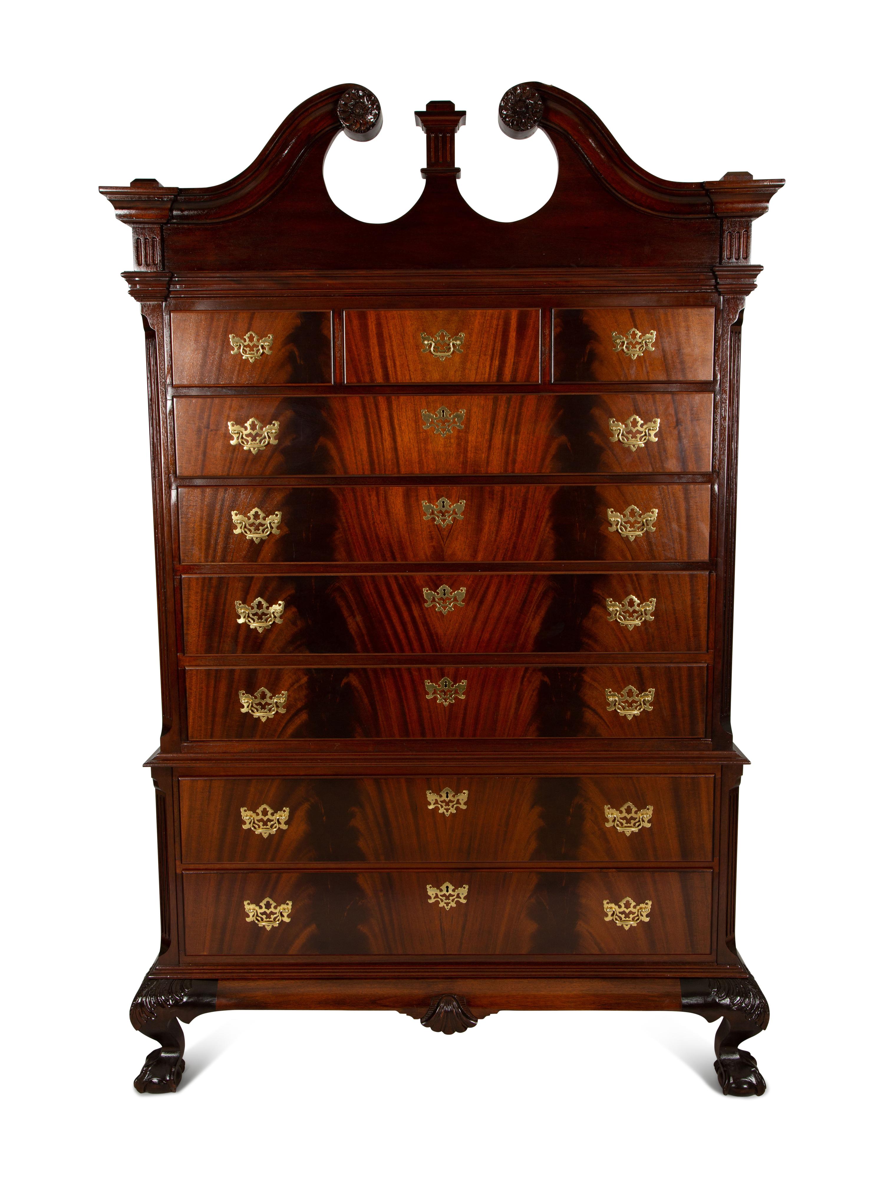 A Pair of George II Style Mahogany Chest on Chests