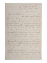 GILMORE, Charles D. (1816-1884). Autograph letter signed ("Chas. D. Gilmore"). "Near Cedar Mountain Va," 17 September 1863.