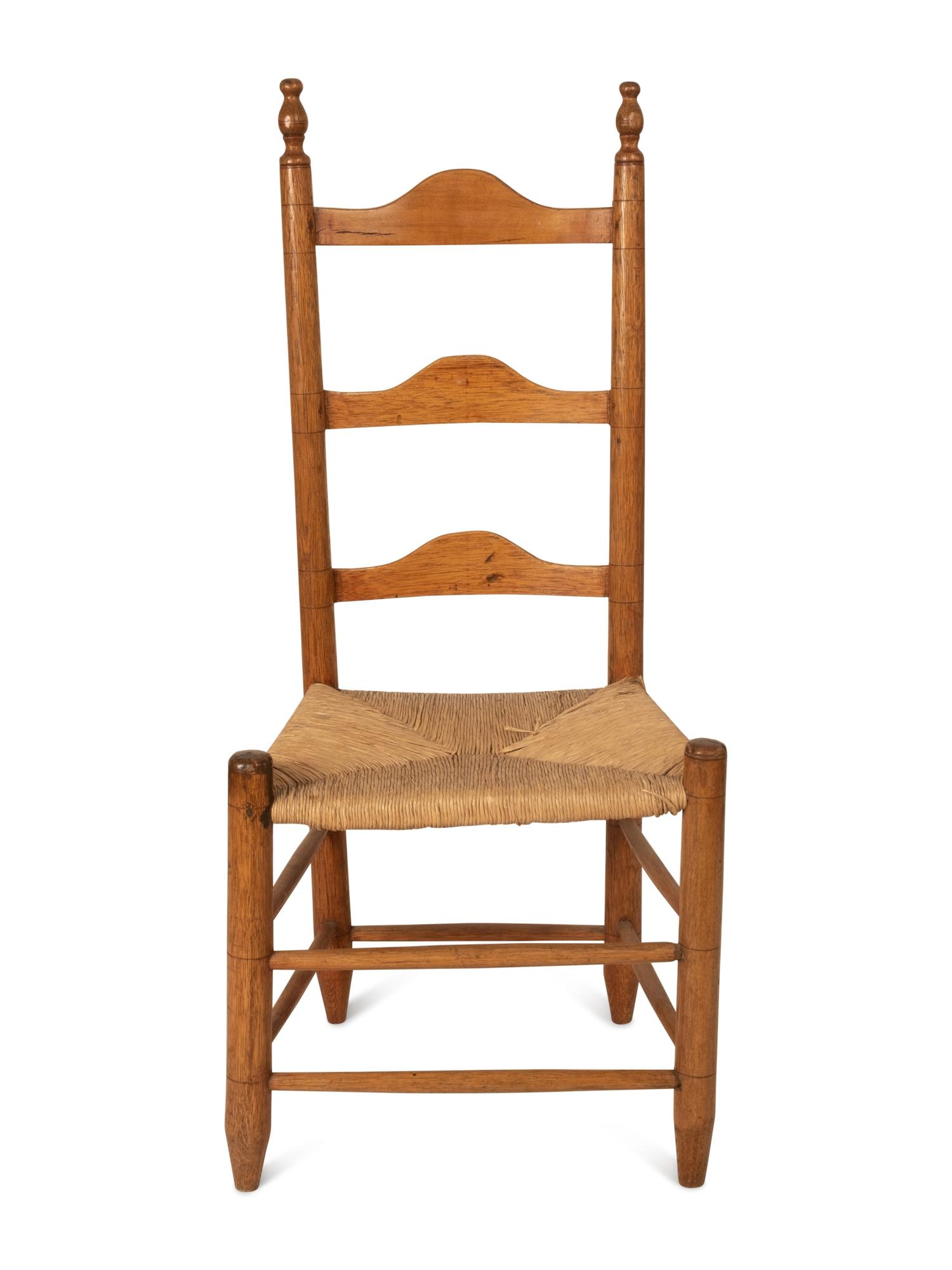 Two Pennsylvania Maple Ladderback Rush-Seat Side Chairs
