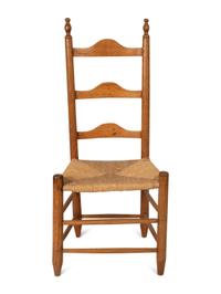 Two Pennsylvania Maple Ladderback Rush-Seat Side Chairs