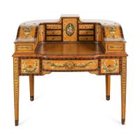 An Edwardian Style Painted Satinwood Carlton House Desk