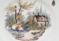 A Set of Six Porcelain Bird Plates and an Augarten Porcelain Vase