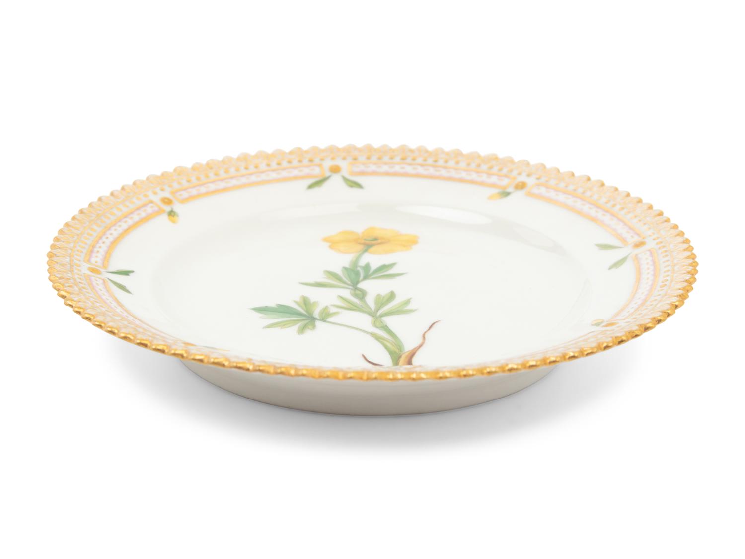 A Group of Royal Copenhagen Flora Danica Porcelain Fruit Bowls and Bread Plates