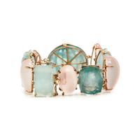 YELLOW GOLD AND MULTIGEM CLIP EARRINGS AND BRACELET