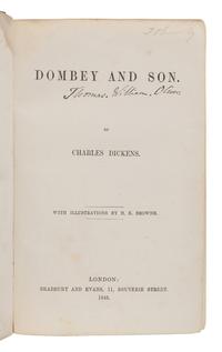 DICKENS, Charles (1812-1870). Dombey and Son. London: Bradbury and Evans, 1848.