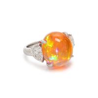 FIRE OPAL AND DIAMOND RING