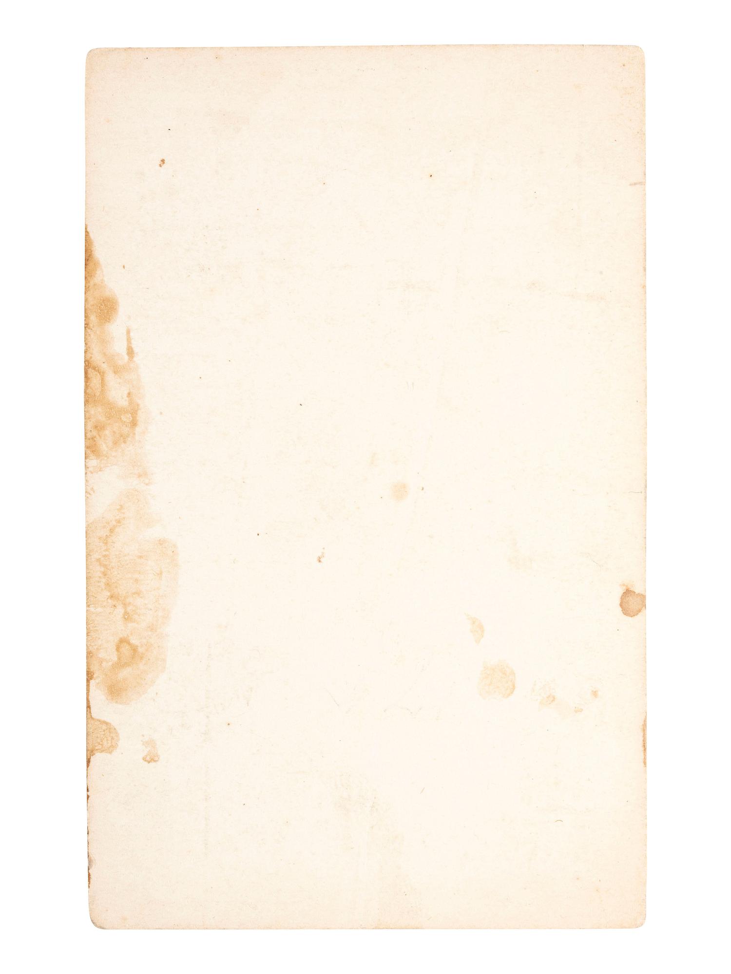 [CIVIL WAR]. BRADY, Mathew. CDV of man possibly wearing a frock coat at military barracks. Washington, D.C., 1862.