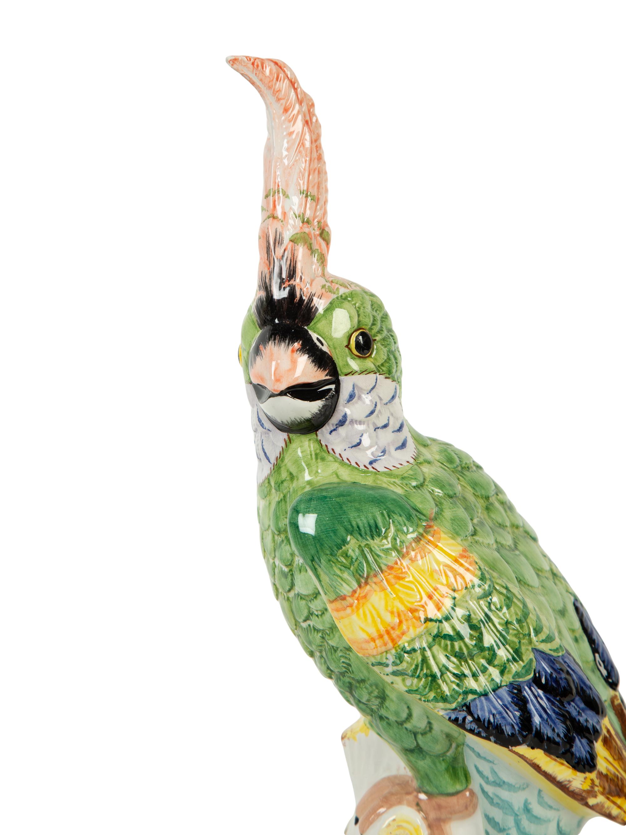 A Pair of Mottahedeh Porcelain Cockatoos