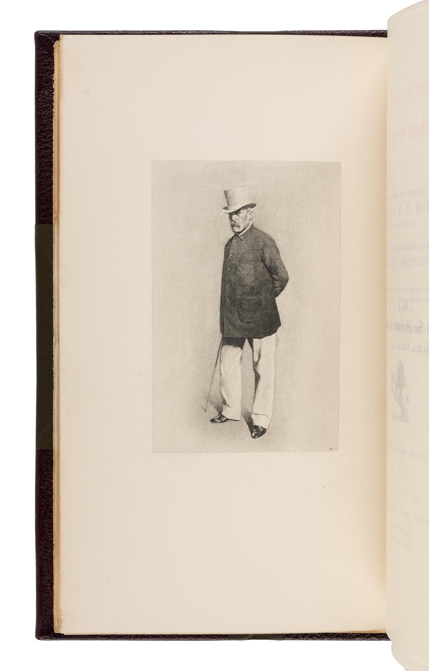 BURTON, Richard Francis, Sir (1821-1890), translator. The Book of the Thousand Nights and a Night… Reprinted from the Original Edition . 8 volumes. -- Supplemental Nights . 4 volumes. Leonard C. Smithers, editor. Albert Letchford, illustrator. London: H.S. Nichols Ltd., 1897.
