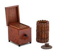 A Japanese Dressing Chest, a Tea Caddy, a Carved Box and a Continental Musical Humidor