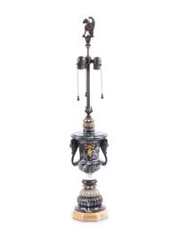 A Continental Gilt Bronze Mounted Marble Table Lamp