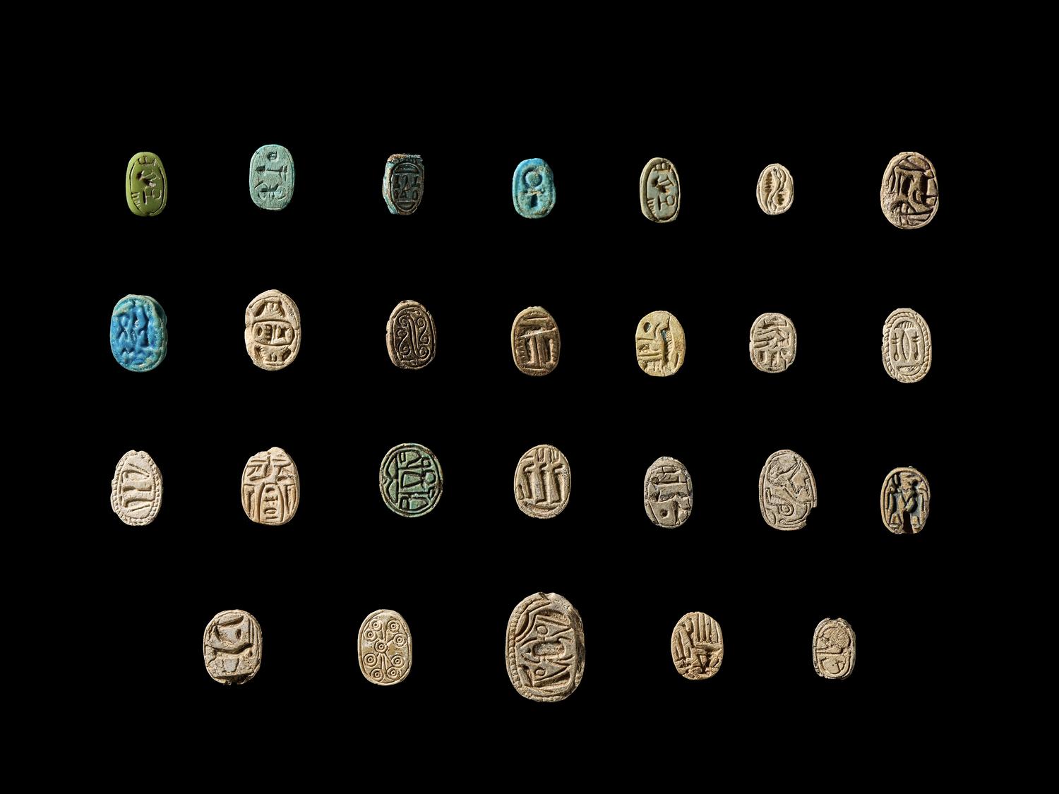 Twenty-Six Egyptian Faience and Steatite Scarabs