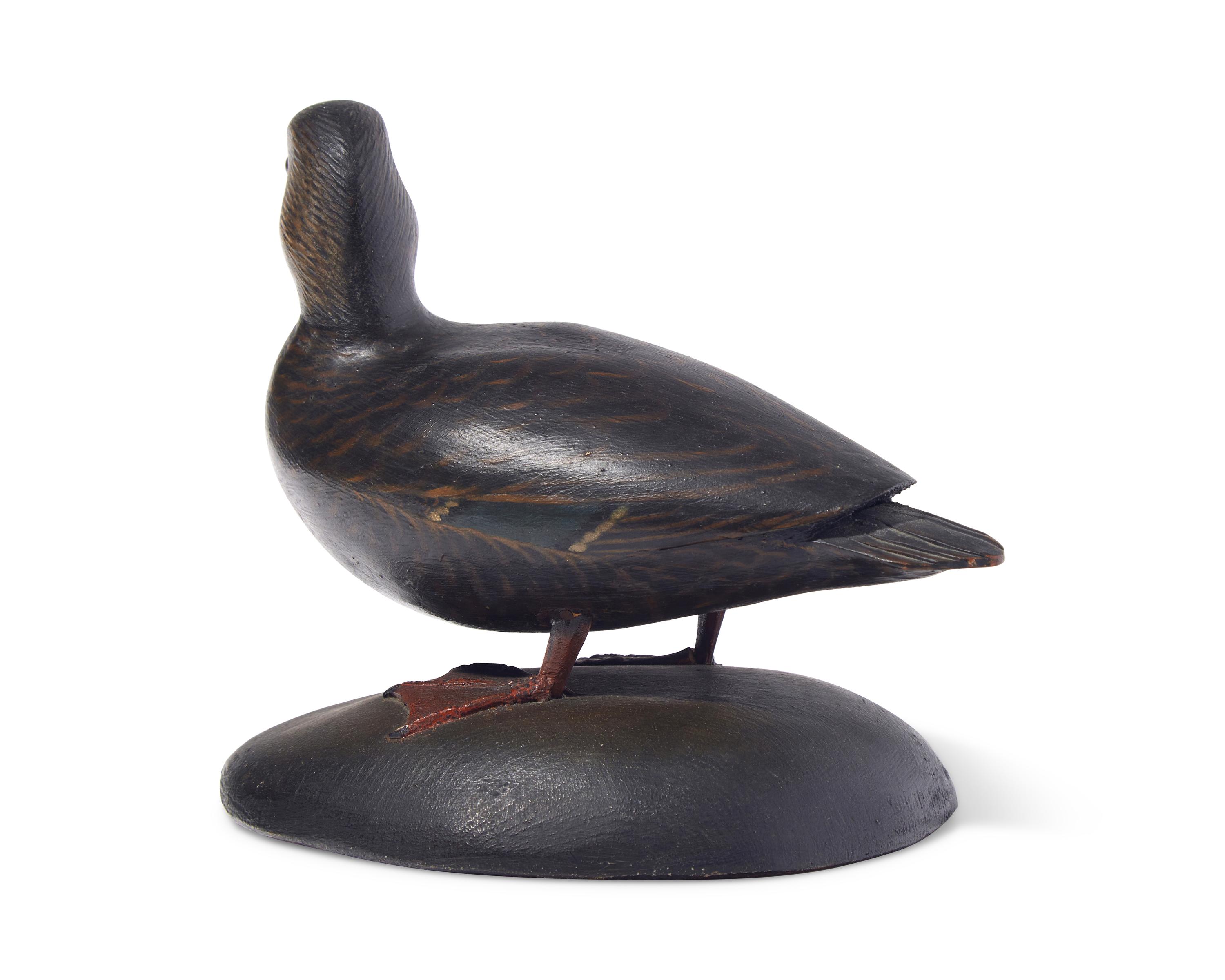 Anthony Elmer Crowell (1862-1951), A Painted and Carved Standing 2/3 Size Black Duck