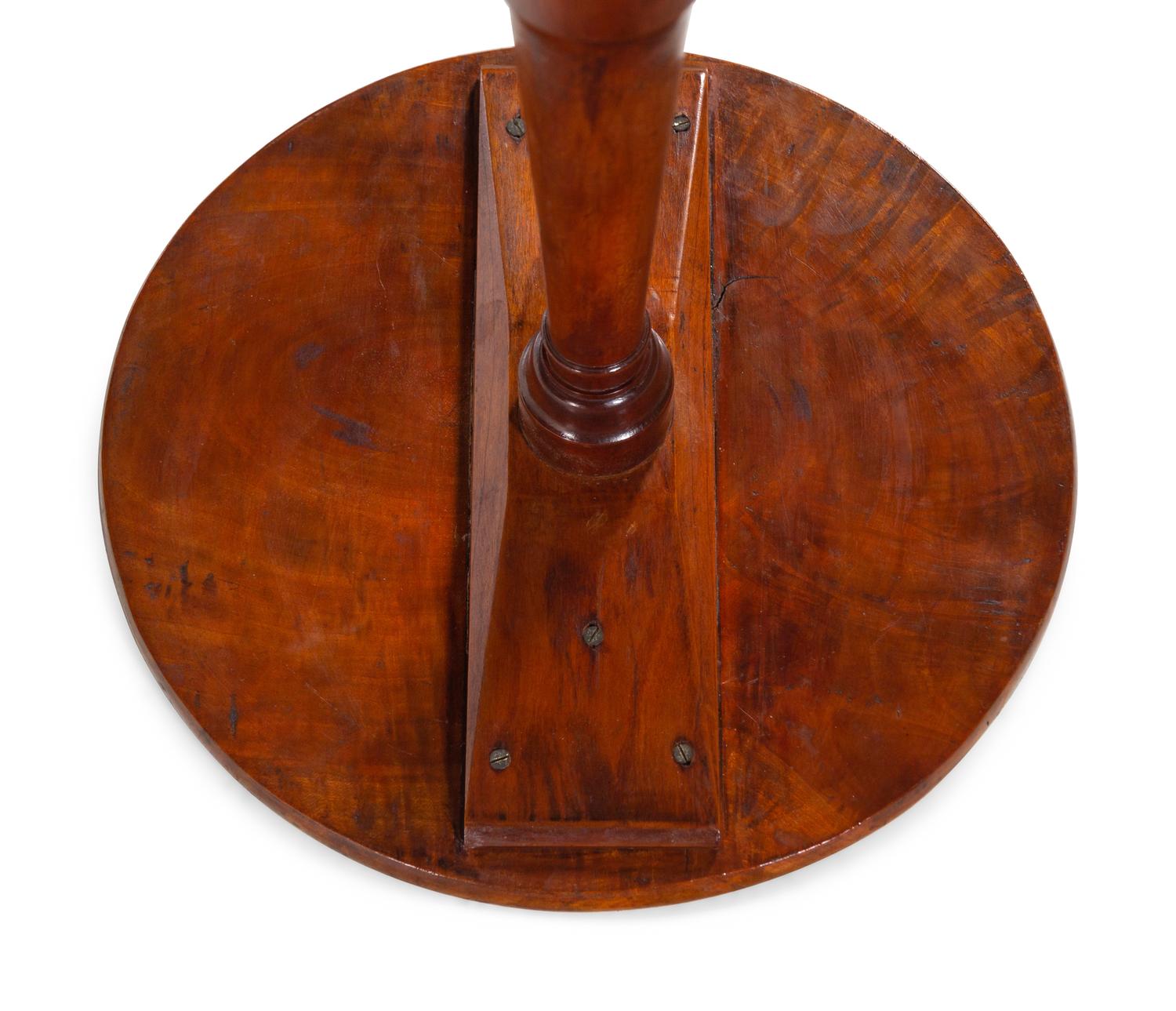 A Federal Figured and Chip-Carved Cherrywood Candlestand