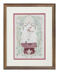 Seven Figural Pinprick and Watercolor Pictures