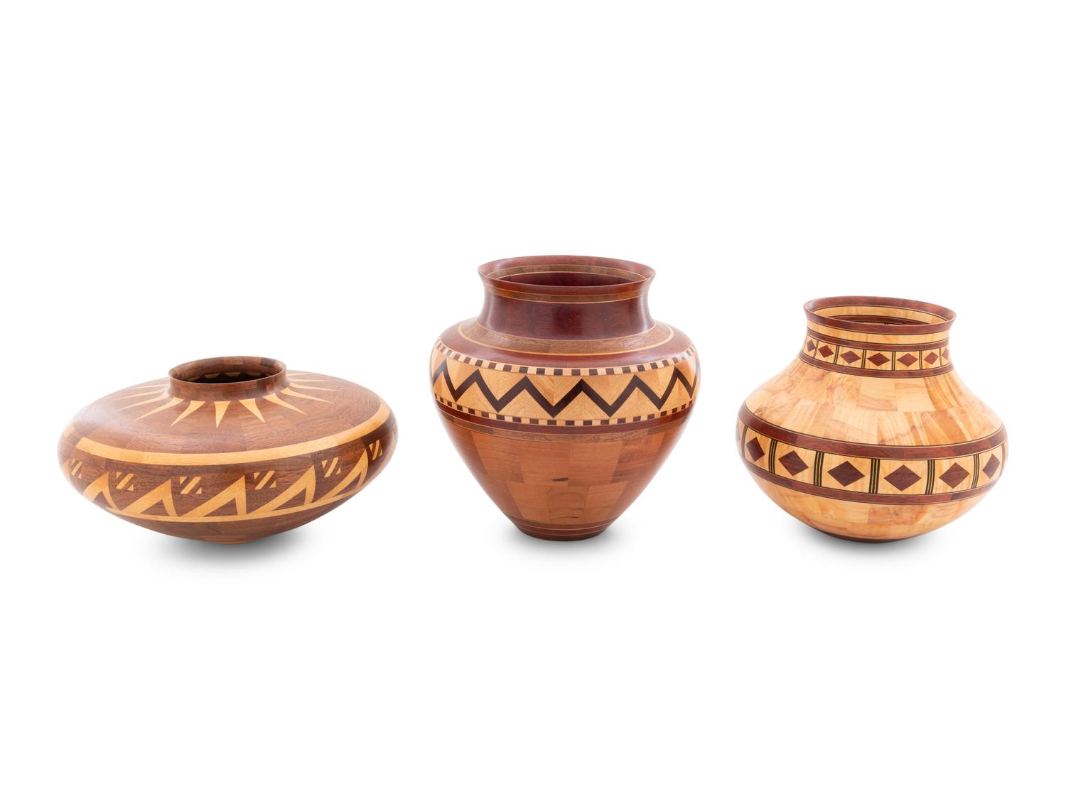 Three Turned Wood Vases by Ray Allen