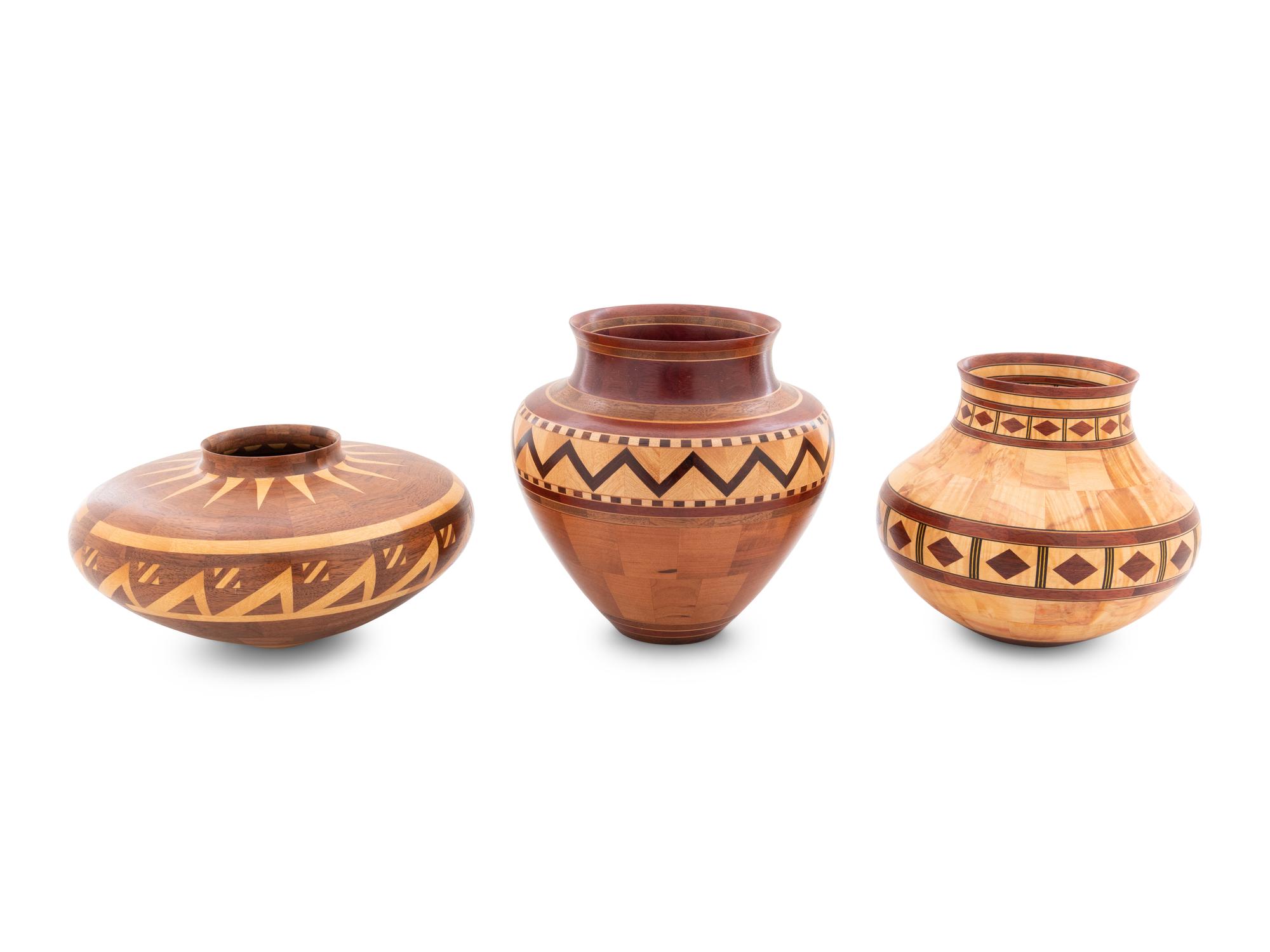 Three Turned Wood Vases by Ray Allen