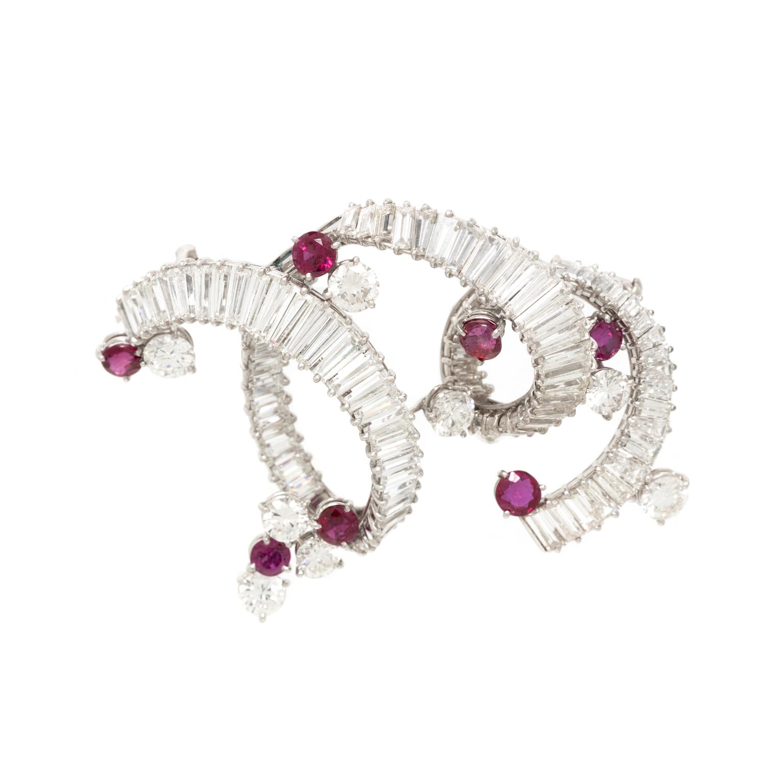 RUBY AND DIAMOND BROOCH