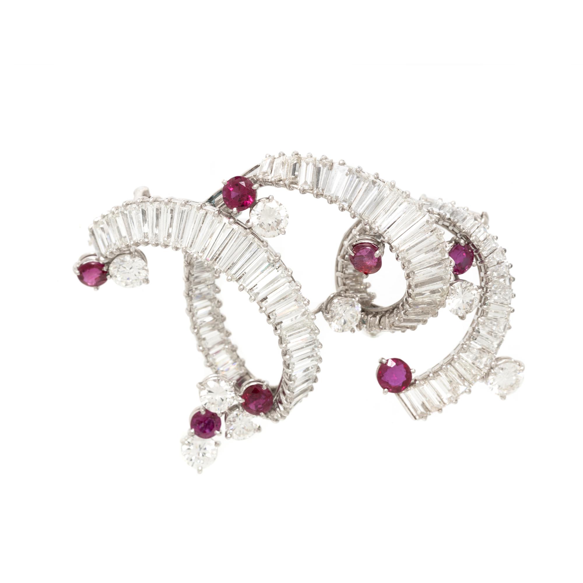 RUBY AND DIAMOND BROOCH