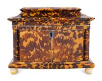 A Regency Tortoiseshell Tea Caddy