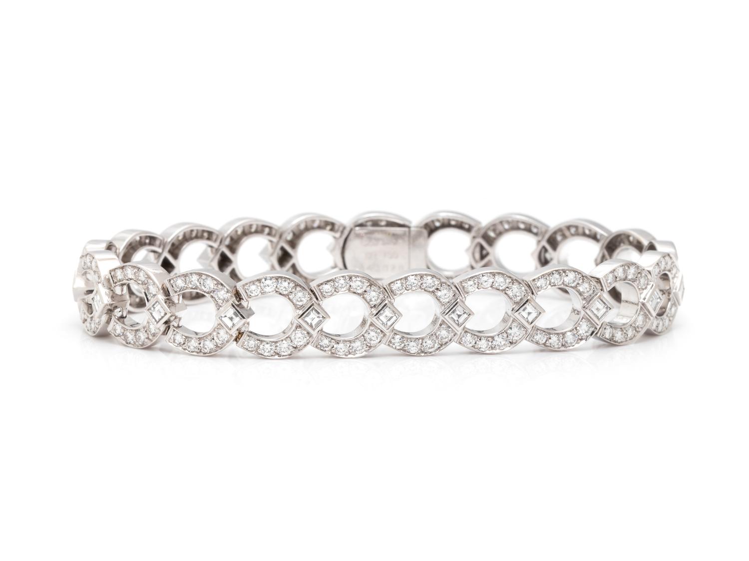 CARTIER, DIAMOND AND WHITE GOLD 'C LINK' BRACELET