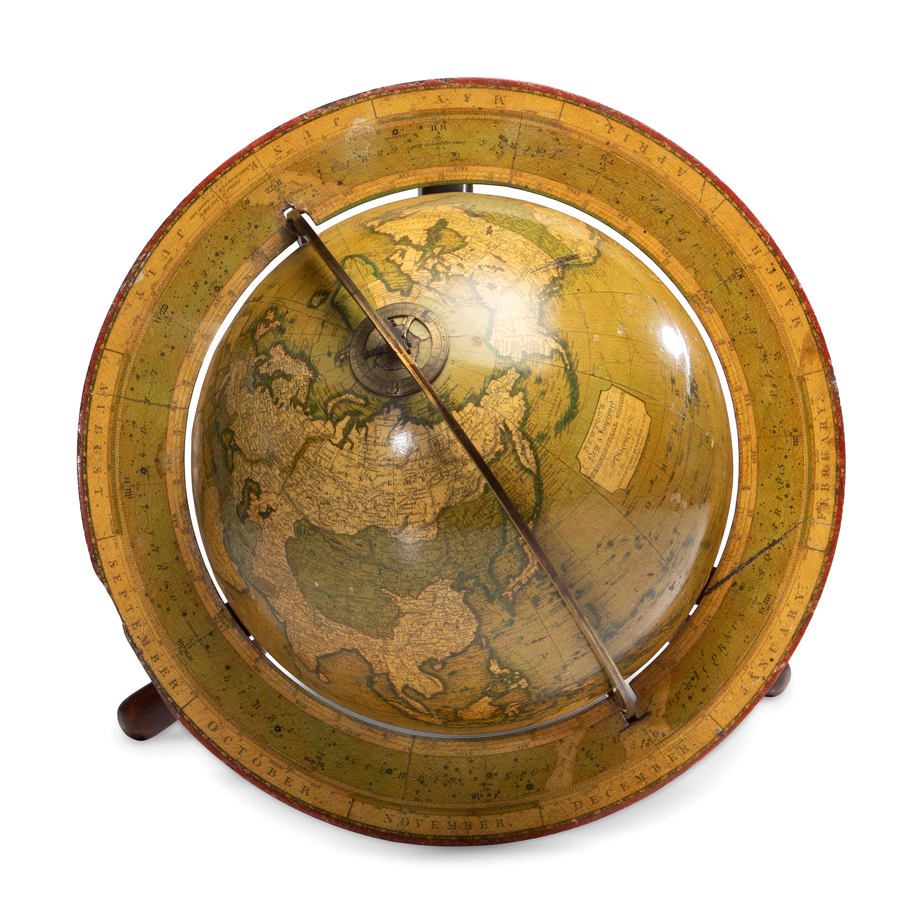 A Pair of Newton and Son 11-Inch New and Improved Terrestrial and Celestial Globes
