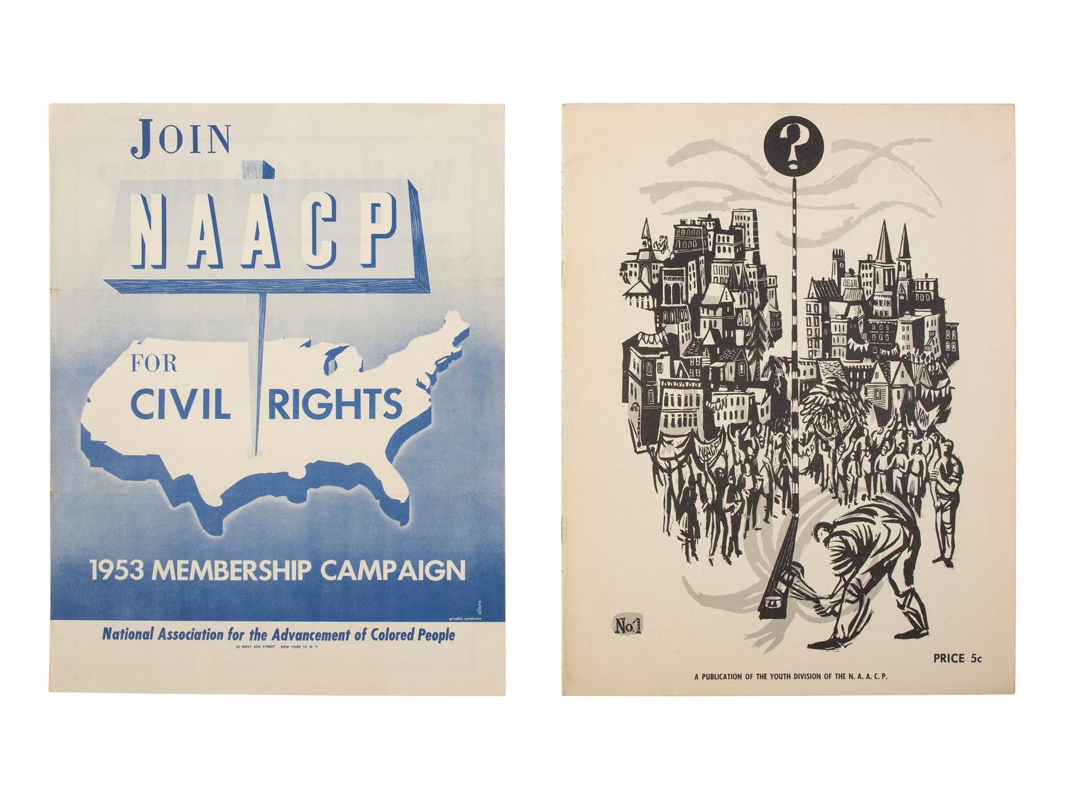 [CIVIL RIGHTS]. A collection of pamphlets, forms, and other ephemera related to the NAACP.