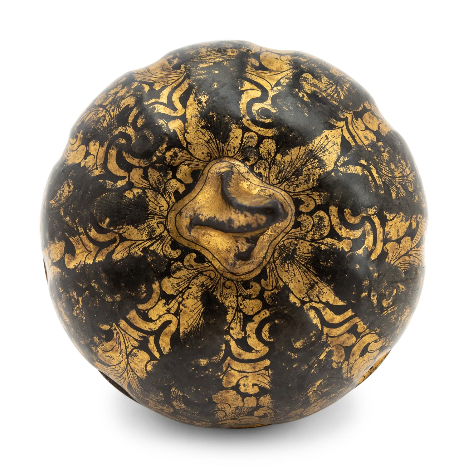 Two Chinese Export Lacquer Gourd Containers