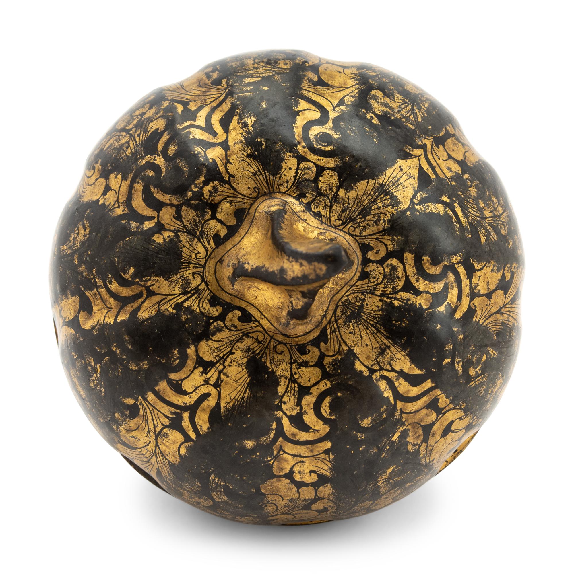 Two Chinese Export Lacquer Gourd Containers