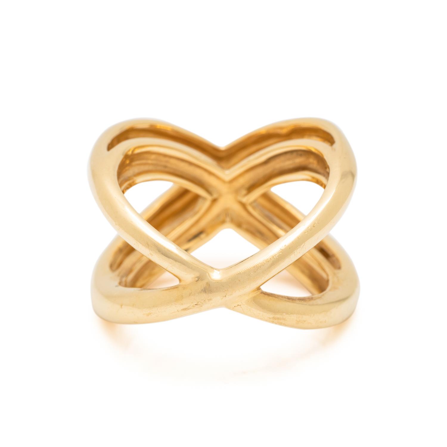 TIFFANY & CO., YELLOW GOLD 'X' RING