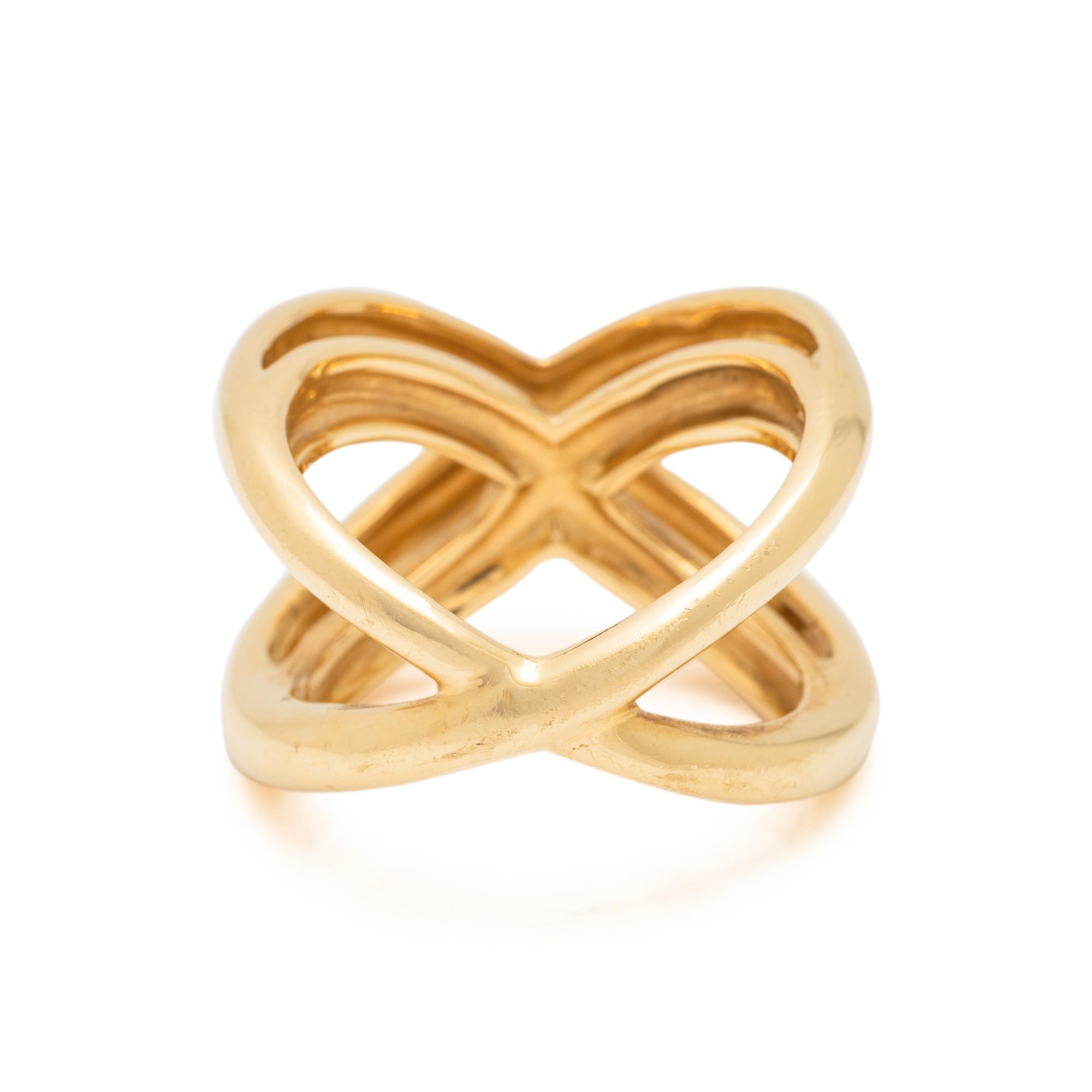 TIFFANY & CO., YELLOW GOLD 'X' RING