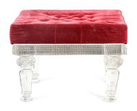 A Cut Glass and Silvered Metal Stool in the Manner of F. and C. Osler