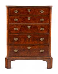 A George II Burl Walnut Chest of Drawers