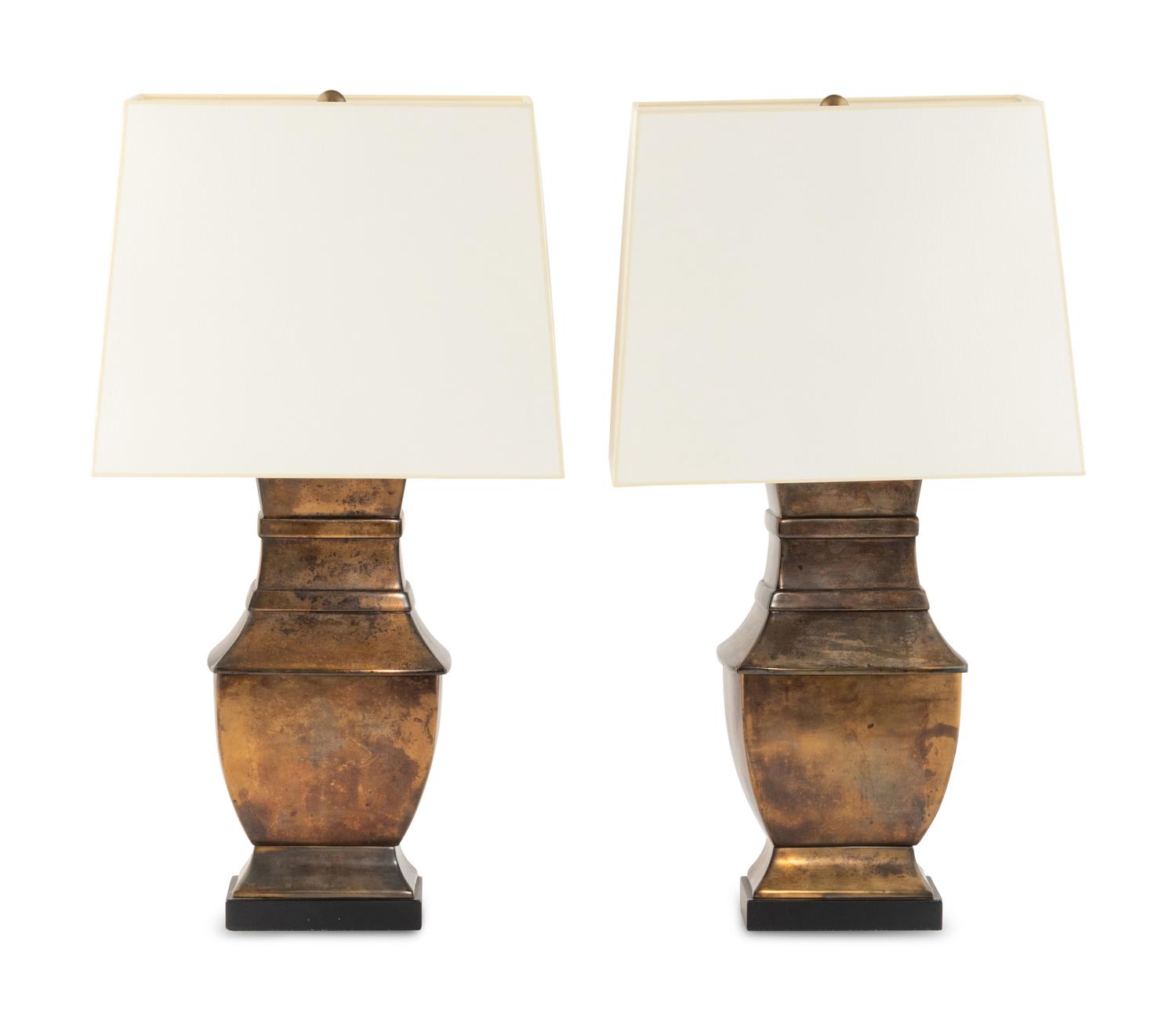 A Pair of Patinated Lamps