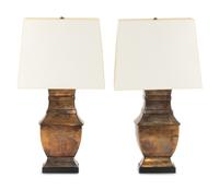 A Pair of Patinated Lamps