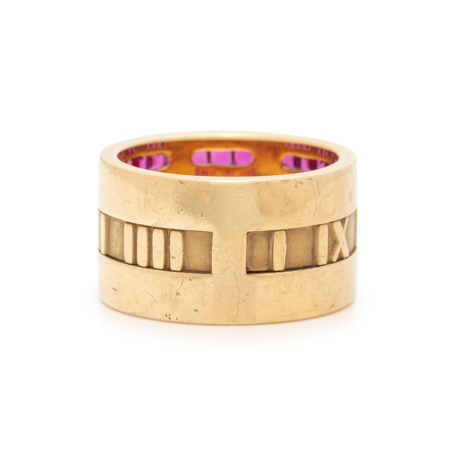 TIFFANY & CO., YELLOW GOLD AND RUBY 'ATLAS' RING