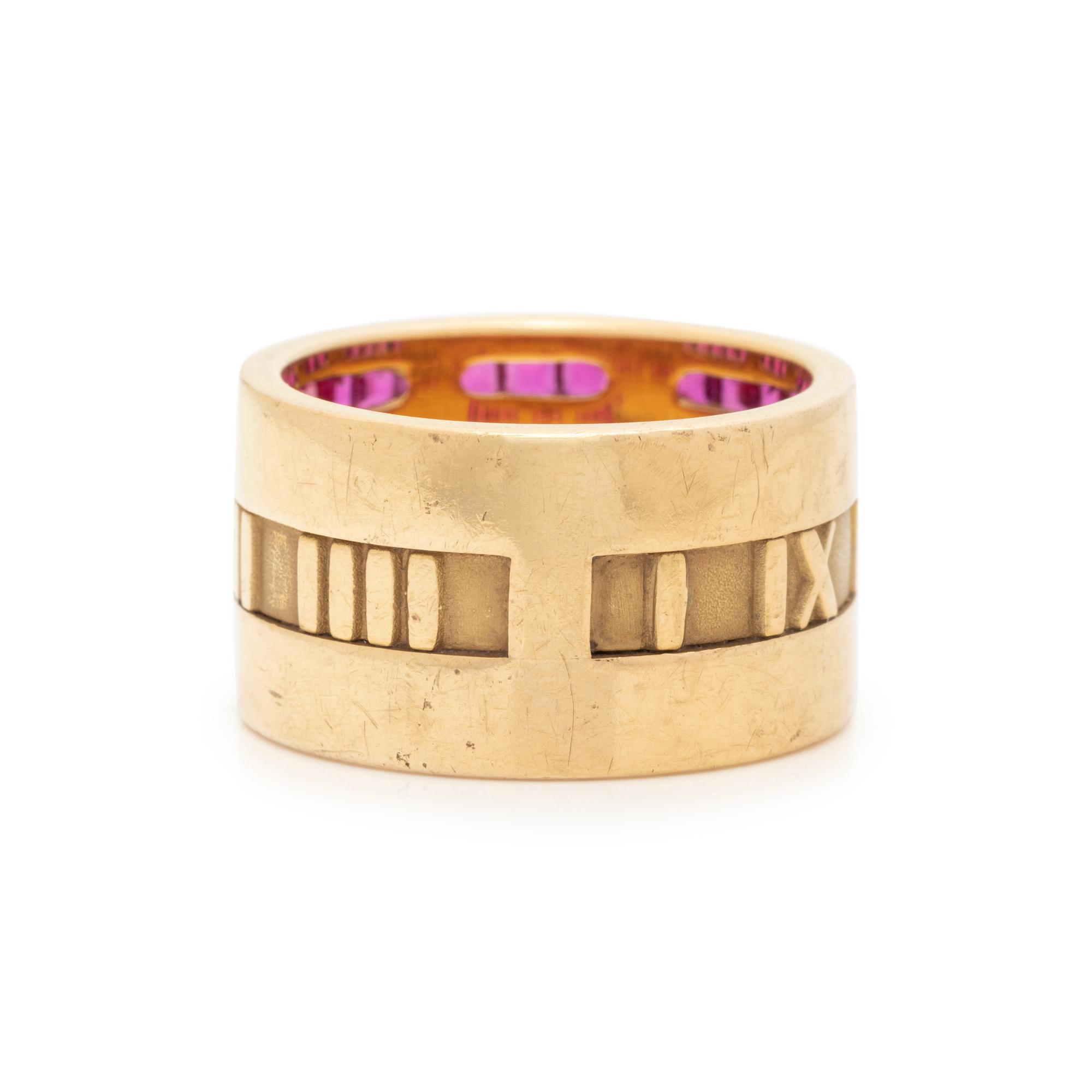 TIFFANY & CO., YELLOW GOLD AND RUBY 'ATLAS' RING