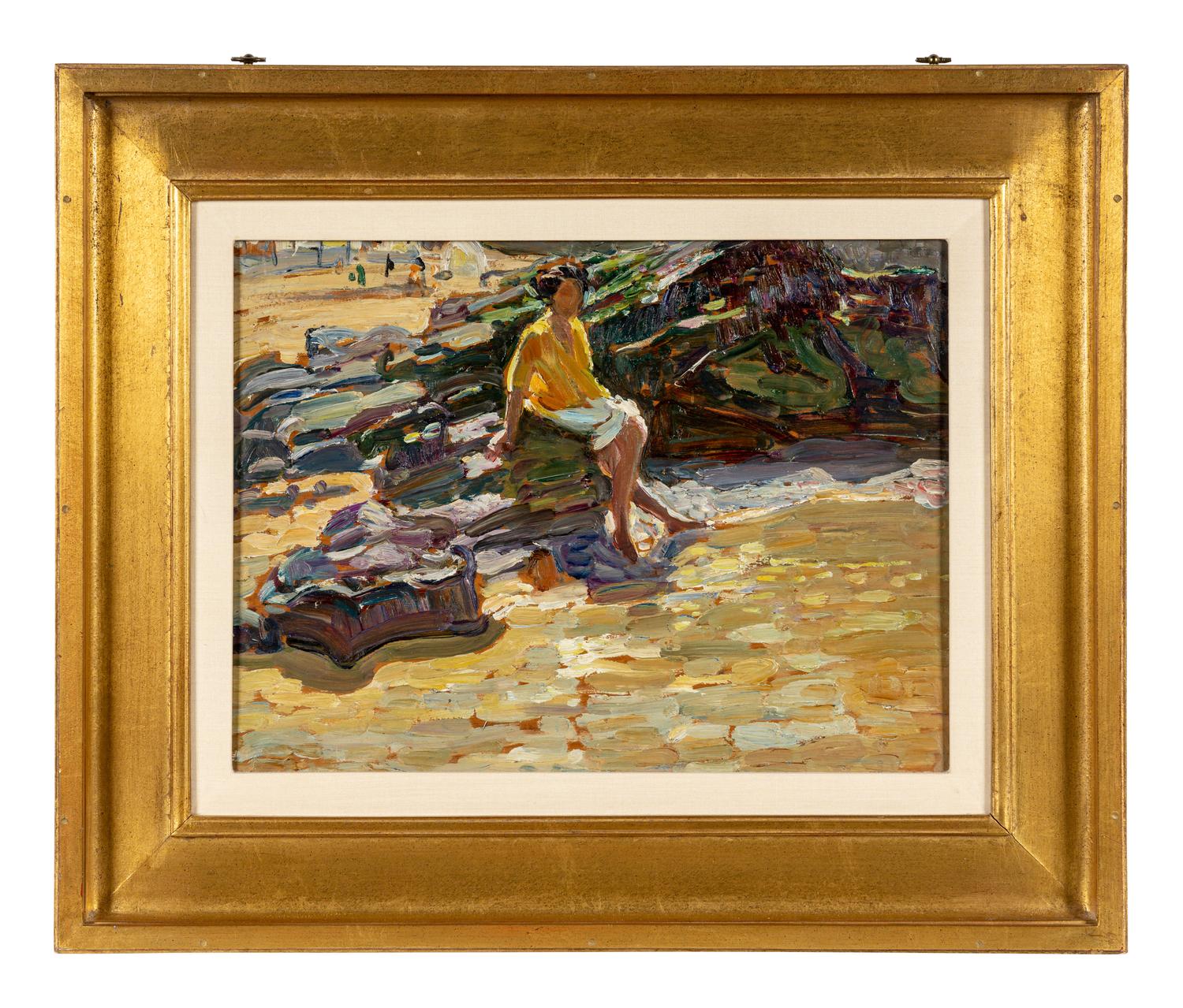 Children at the Beach and On the Rocky Shore (a double-sided work)