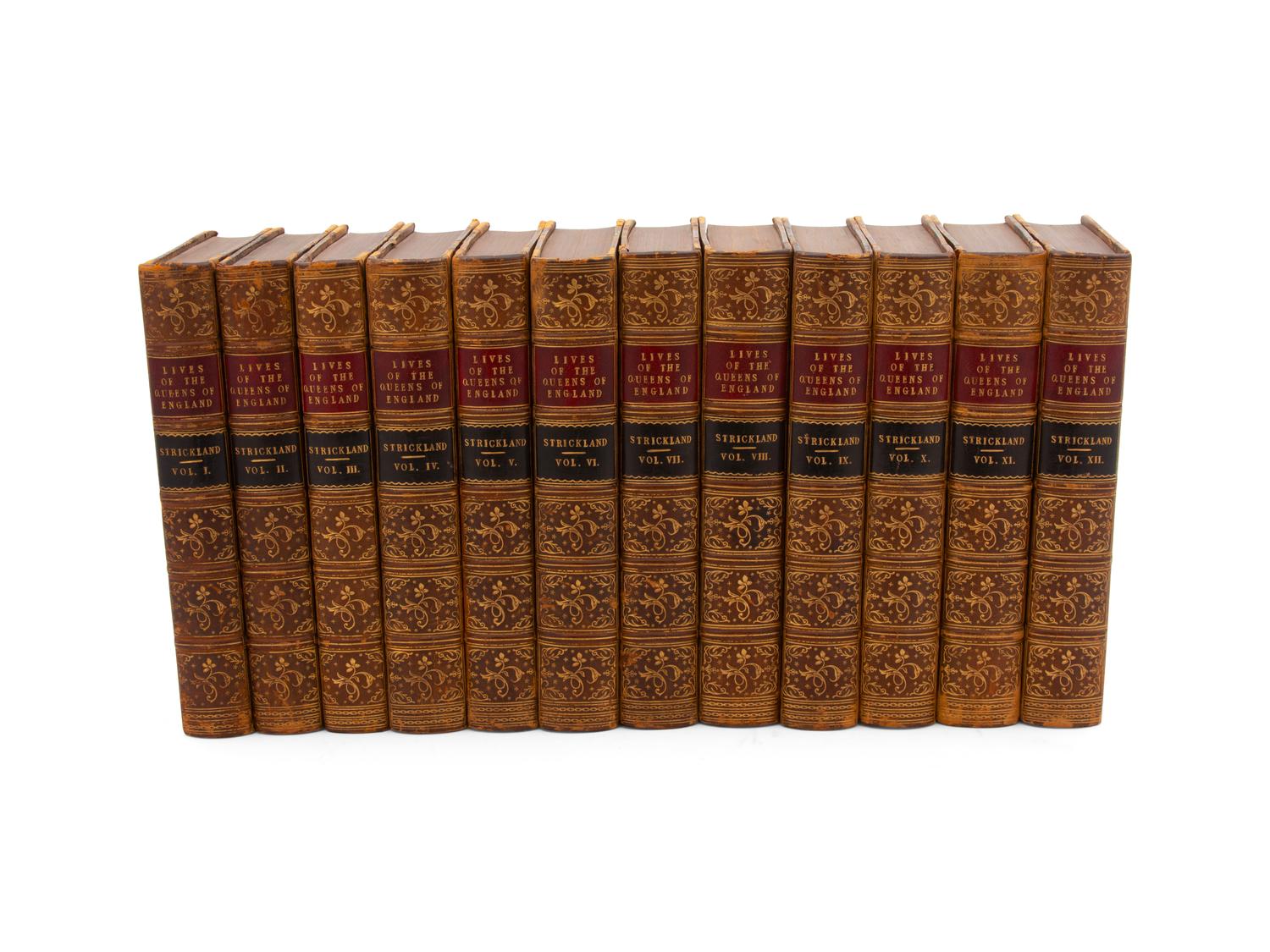 ENGLISH HISTORY, , Strickland, Agnes, Lives of the Queens of England, Volumes 1-12, Henry Colburn, London, 1844; three-quarter calf, marbled boards, black and red labels, raised bands.