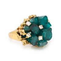 Synthetic Emerald and Diamond Ring