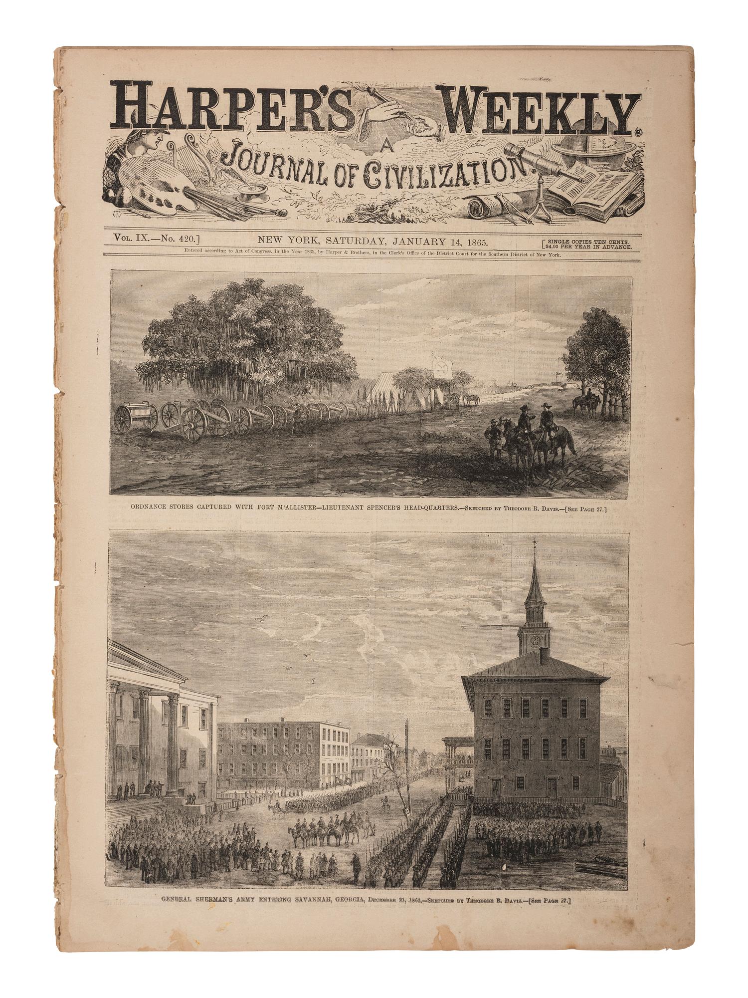 [CIVIL WAR].] Harper's Weekly . 120+ issues, majority from 1864 & 1865.