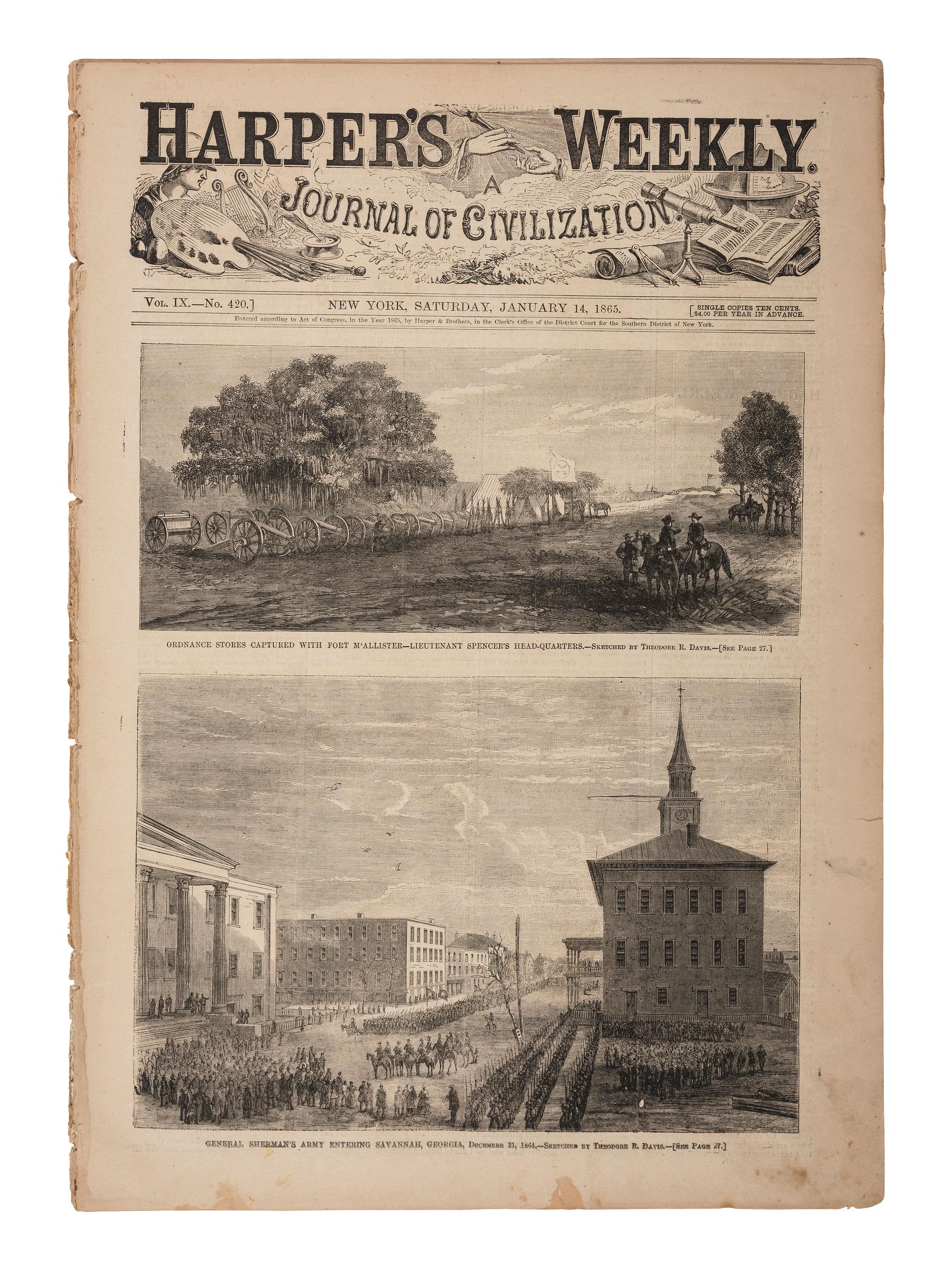 [CIVIL WAR].] Harper's Weekly . 120+ issues, majority from 1864 & 1865.
