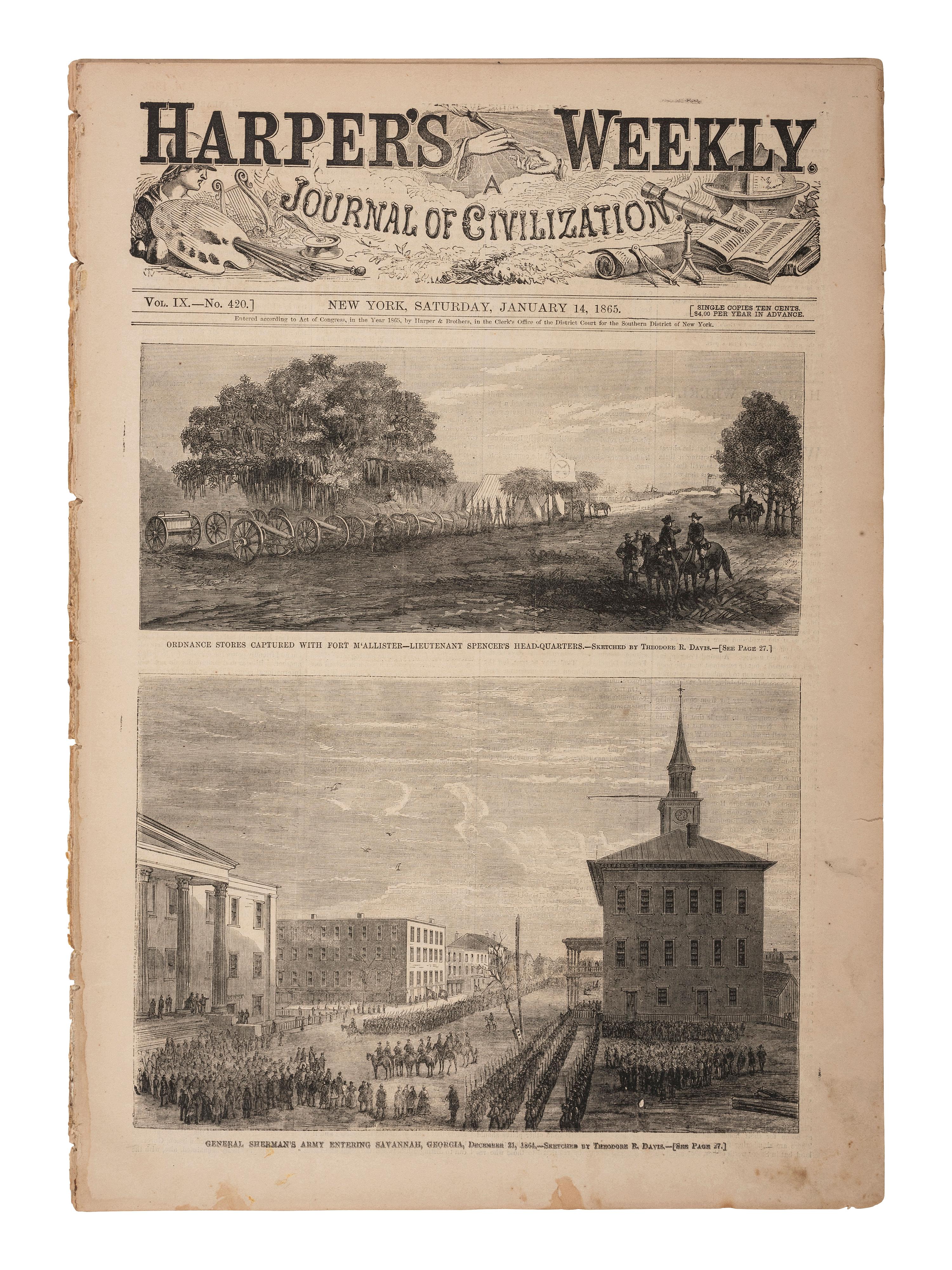 [CIVIL WAR].] Harper's Weekly . 120+ issues, majority from 1864 & 1865.
