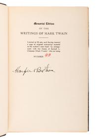 CLEMENS, Samuel Langhorne ("Mark Twain") (1835-1910). The Writings . New York and London: Harper & Brothers, 1929.
