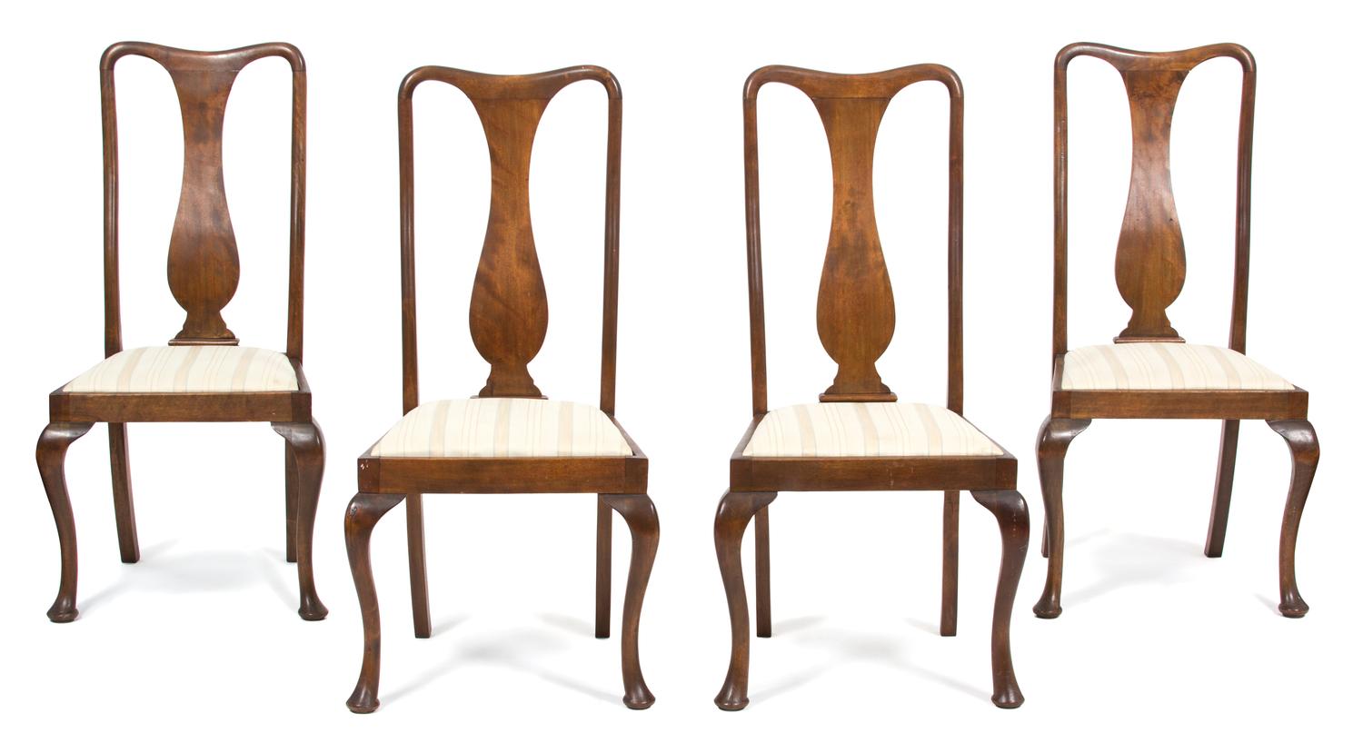 A Group of Four Queen Anne Style Walnut Side Chairs — 20TH CENTURY